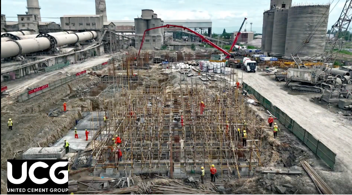 Construction of a new clinker kiln line continues at the Kant Cement Plant